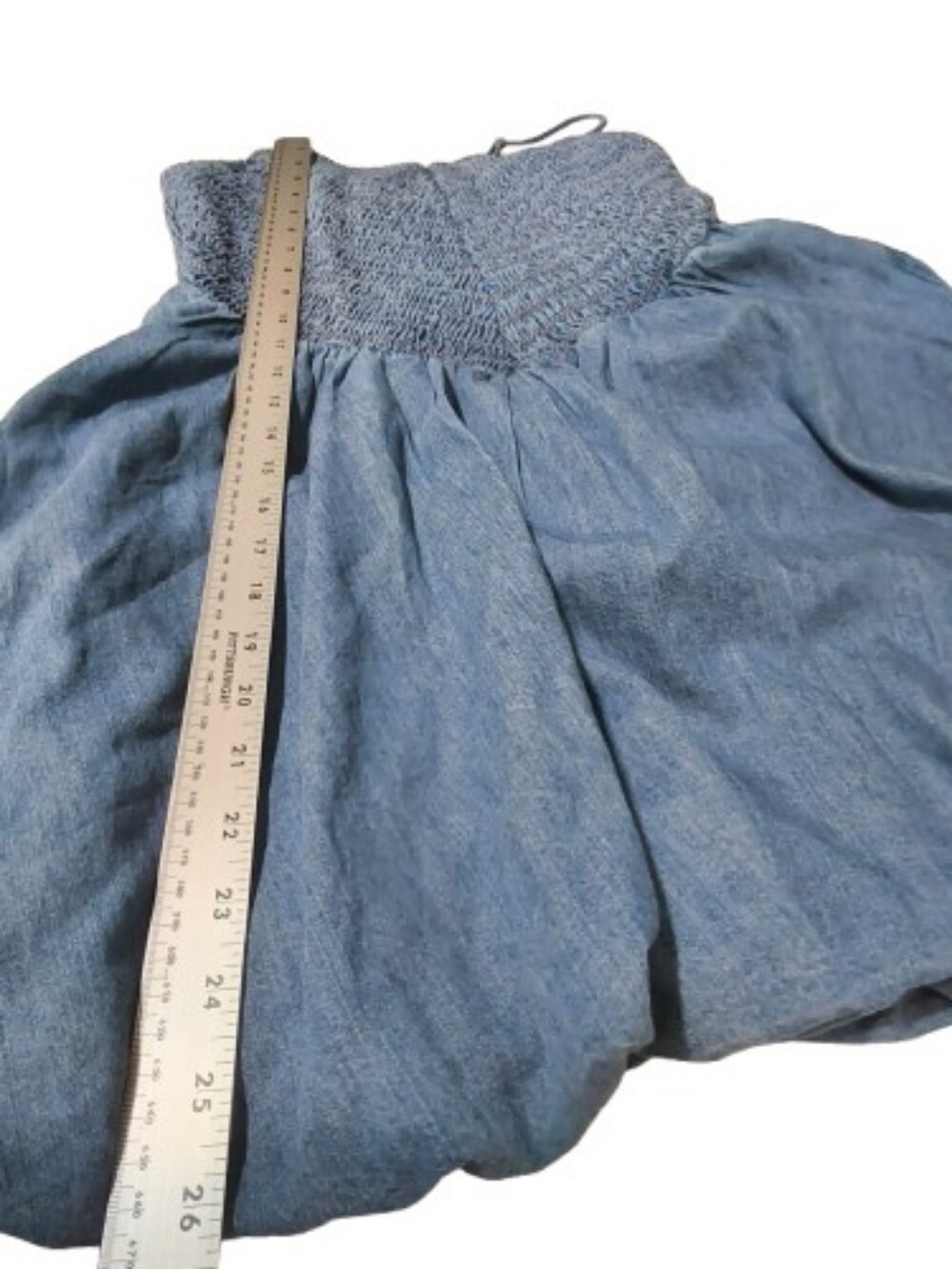 American Eagle Chambray Smocked Bubble Hem Dress Size Small - Picture 10 of 11